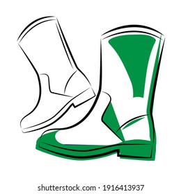 Silhouette of boots for giving. Spring theme. Vector illustration.