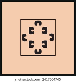 Silhouette Border Puzzles Vector Icon, Puzzle Illustration  