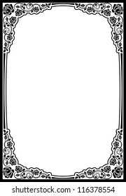 silhouette border roses- vector illustration
