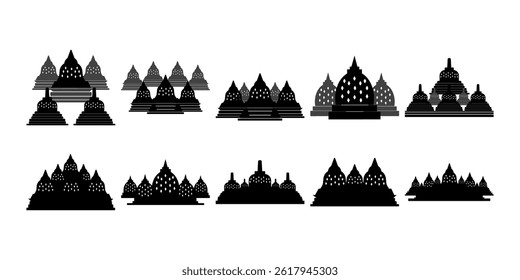 Silhouette Borobudur Temple Vector Collection