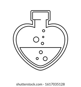 silhouette of bottle with heart shaped on white background vector illustration design
