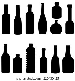 silhouette of bottle set vector 