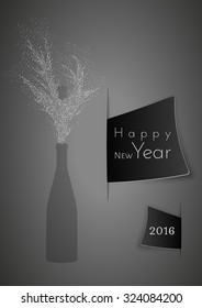 silhouette of bottle and wish to happy new year