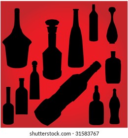 silhouette of bottles