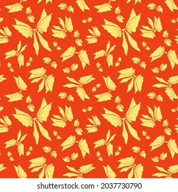 Silhouette bowknots seamless pattern. Pretty flat bows abstract endless texture for fabric, textile, cosmetics, package, stationery, wrapping paper, background. Cheerful festive doodle design.