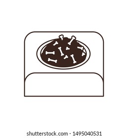 silhouette of bowl with animal food on white background