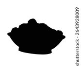 Silhouette of a bowl filled with food ready to be served or presented in an elegant setting
