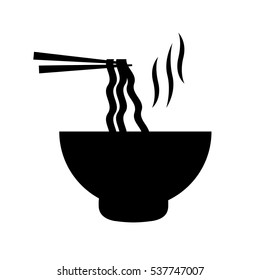 silhouette of bowl of noodles icon over white background. vector illustration