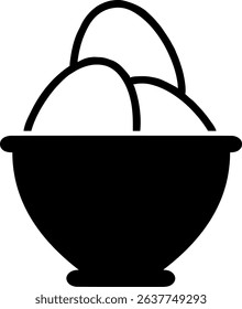 Silhouette of a Bowl with Three Eggs. 