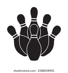 silhouette bowling pins logo icon design