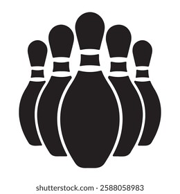 silhouette bowling pins logo icon design