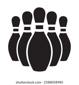 silhouette bowling pins logo icon design