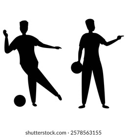 Silhouette of a Bowling Player Rolling a Ball in Action