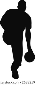 Silhouette of Bowling Player. Vector Illustration