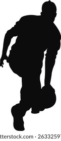 Silhouette of Bowling Player. Vector Illustration