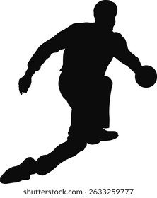 Silhouette of Bowling Player. Vector Illustration