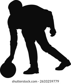 Silhouette of Bowling Player. Vector Illustration