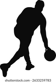 Silhouette of Bowling Player. Vector Illustration