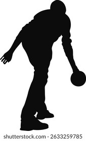 Silhouette of Bowling Player. Vector Illustration
