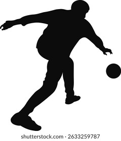 Silhouette of Bowling Player. Vector Illustration