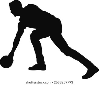 Silhouette of Bowling Player. Vector Illustration