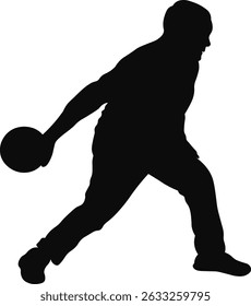 Silhouette of Bowling Player. Vector Illustration