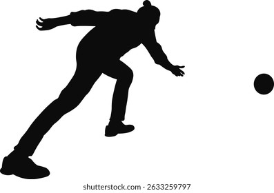 Silhouette of Bowling Player. Vector Illustration