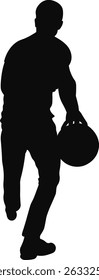 Silhouette of Bowling Player. Vector Illustration