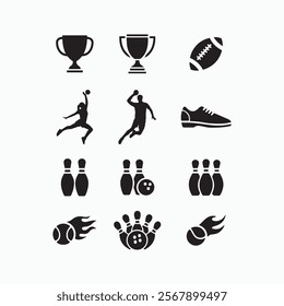 Silhouette Bowling Shoe icons Vector illustration.