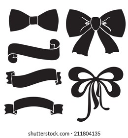 Silhouette bows, ribbons, parchment