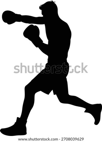 Silhouette of a boxer in fighting stance ready to strike