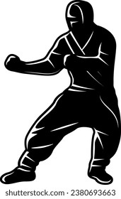 silhouette of a boxer  ninja detailing vector file