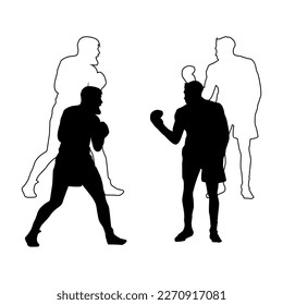 silhouette boxer player, both boxer fighter player