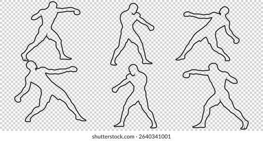 Silhouette of a boxer throwing a punch. Vector silhouette EPS 10