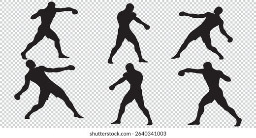 Silhouette of a boxer throwing a punch. Vector silhouette EPS 10