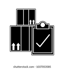 silhouette boxes packages with check list clipboard
