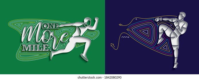 Silhouette of a Boxing  doing standing side kick, Flat line art illustration Design.