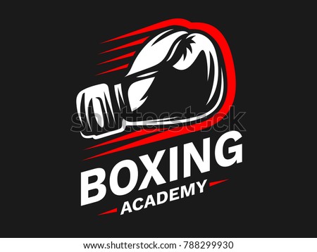 Silhouette of boxing gloves - boxing emblem, logo design, illustration on a black background