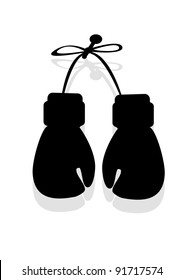 silhouette of boxing gloves in the vector