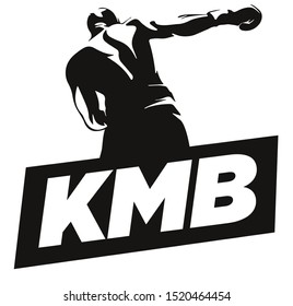 Silhouette of boxing icon - boxing emblem, logo design, illustration on a white background, fight self defence sport - Vector