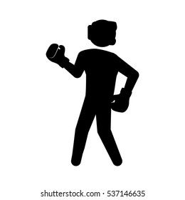 silhouette of boxing player icon over white background. vector illustration