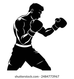 silhouette boxing poses vector, dynamic and detailed martial arts graphics