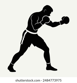 silhouette boxing poses vector, dynamic and detailed martial arts graphics