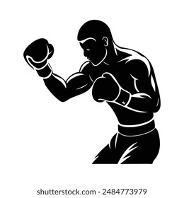 silhouette boxing poses vector, dynamic and detailed martial arts graphics