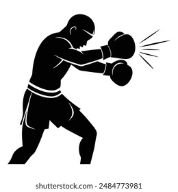 silhouette boxing poses vector, dynamic and detailed martial arts graphics