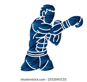 Silhueta Boxe Esporte Masculino Boxer Luta Ação Cartoon 