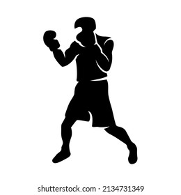 Silhouette boxing training vector. Boxing exercise vector