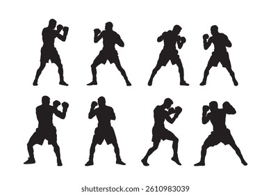 Silhouette of Boxing vector illustration on white background.