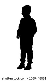 Silhouette Boy Standing Stock Vector (Royalty Free) 1066074089 ...