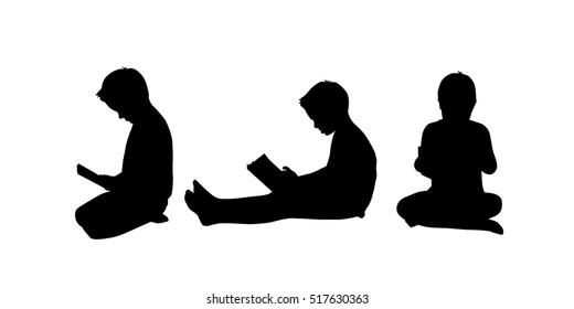 silhouette of a boy with a book. Vector